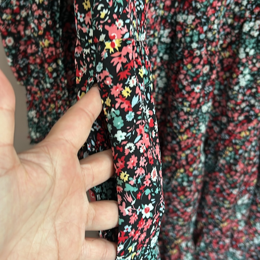 Nwt Love, Olive Co Floral Trapeze Tiered Midi Dress Floral Long Sleeve Size Xl — image 5 of 8